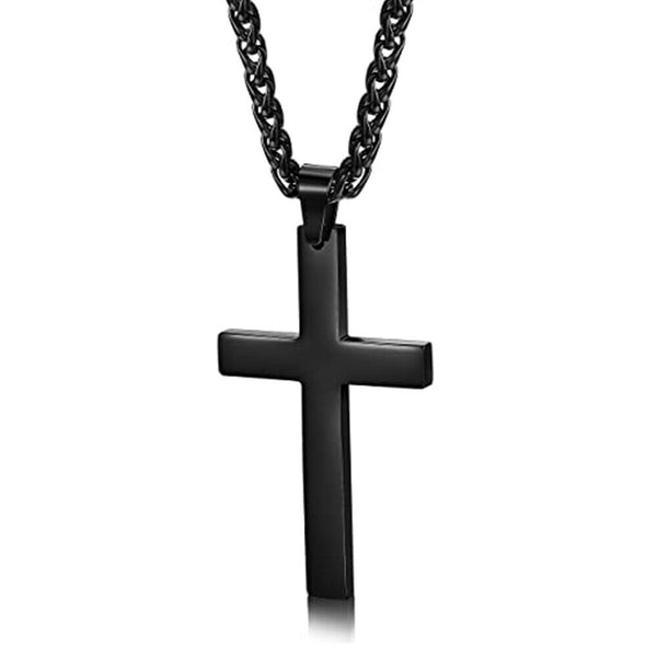 Necklace Cross Pendant Steel Stainless Chain Men Women Religious Jesus Crucifix