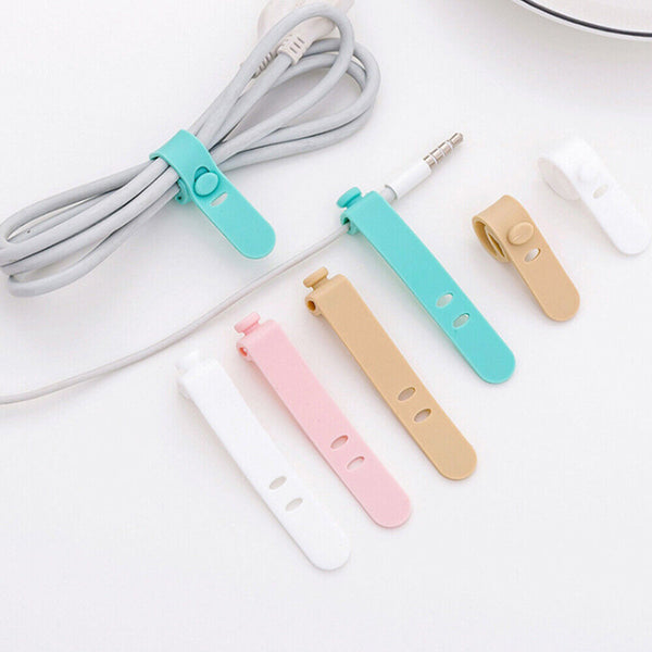 10pcs Silicone Organiser Tie Cable Earphone Cord Clip Holder Headphone Winder