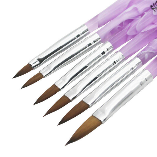 6Pcs/set Acrylic Nail Art Design Brush Gel Polish Drawing Painting Pen Tools AU