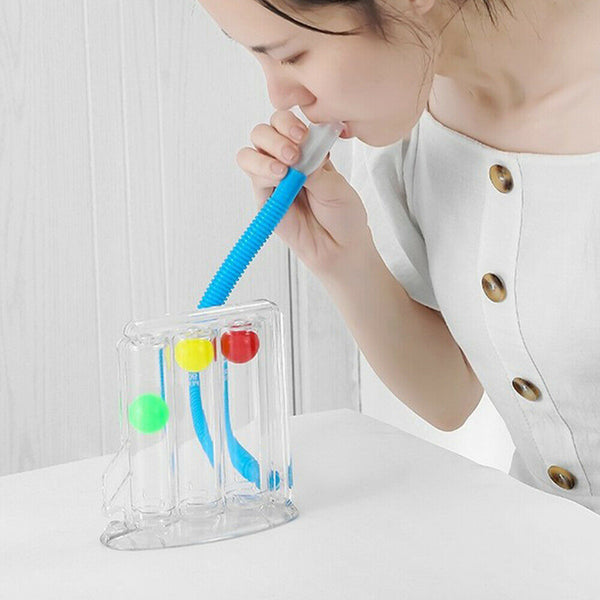 Deep Breathing Lung Exerciser TRI-BALL Meter Spirometer Trainer Safe Breath NEW