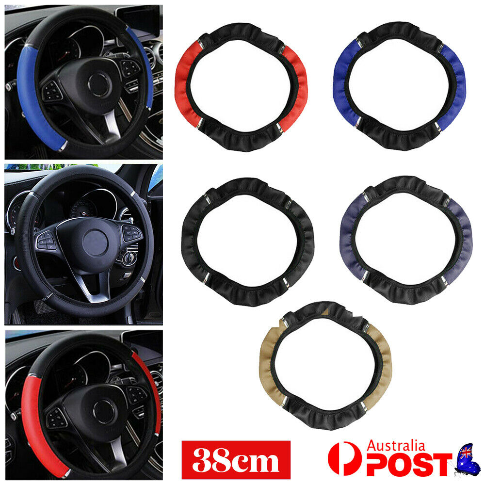 15inch/38cm PU Leather Car Steering Wheel Cover Anti-slip Protector Accessories