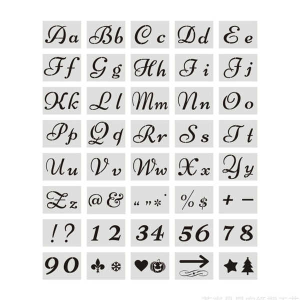 40pcs Letter Stencils for Painting on Wood Letter and Number  Reusable Flourish