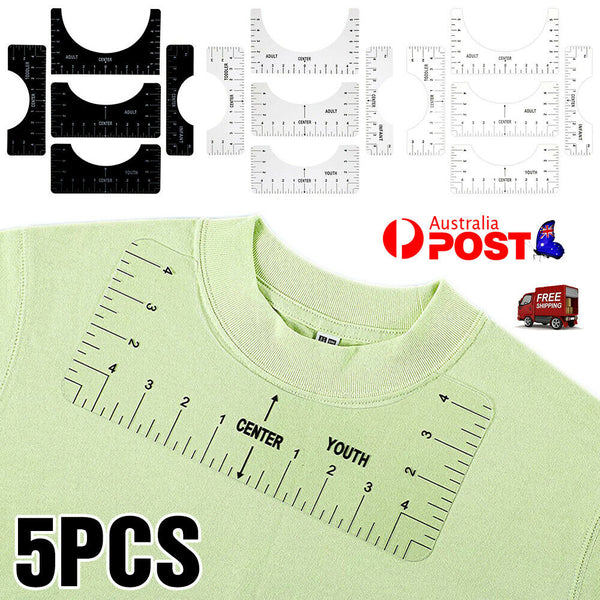 5PCS T-Shirt Alignment Ruler Craft Ruler With Guide For Drawing Template Tool AU