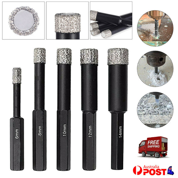 6/8/10/12/14mm Dry Diamond Drill Bits For Porcelain Glass Tile Ceramic Marble AU