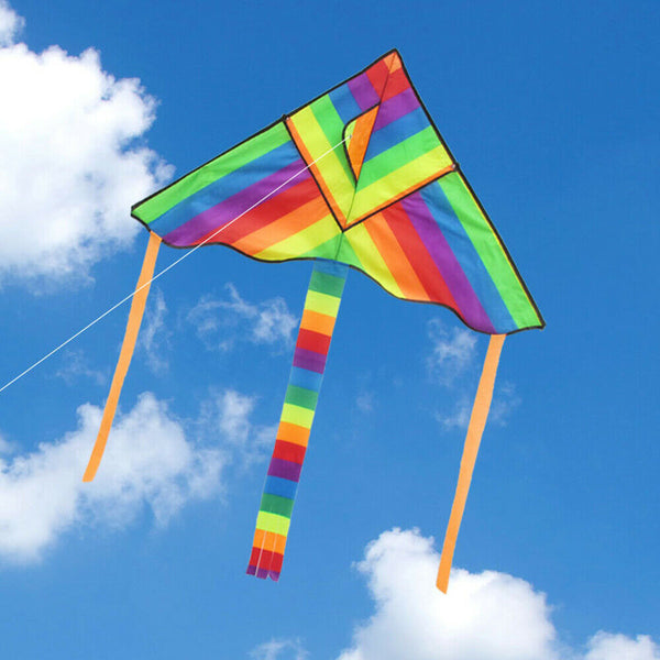 2 x Rainbow Triangle Kite Outdoor Children Fun Sports Kids Toys Gift Air Fly