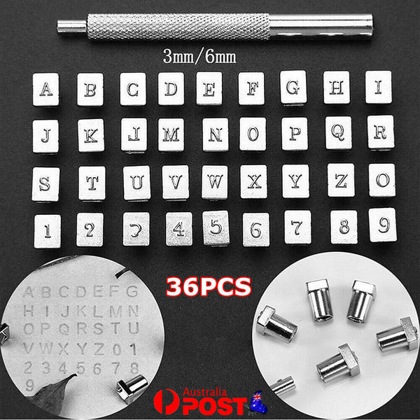 36X Alphabet Leather Stamp Tool Kit Letter Number Punch Logo DIY Craft 4MM/6MM