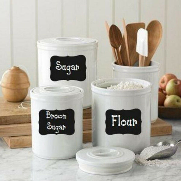 40/80pcs Blackboard Chalkboard Labels + 2 Chalk Pen Kitchen Jar Craft Stickers