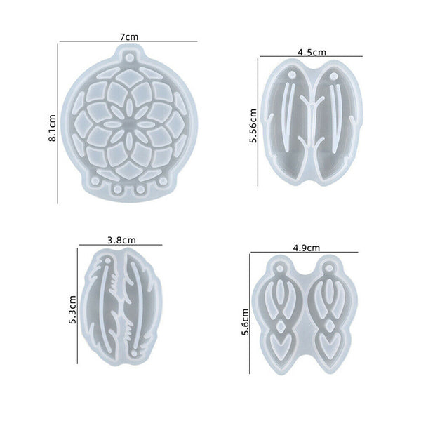 4X Silicone Dream Catcher Earring Resin Epoxy Mold Eardrop Pendant Casting Mould