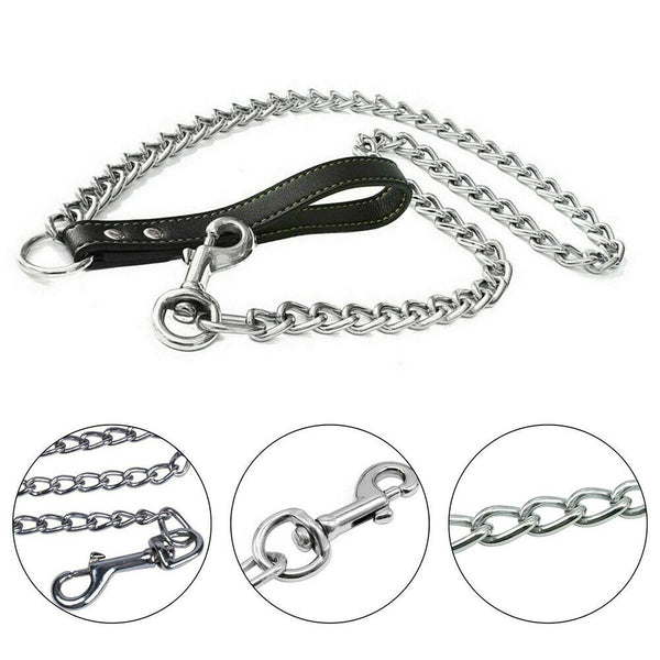 Metal Chain Dog Lead With Handle Long Strong Control Leash Heavy Duty 0.2*120cm