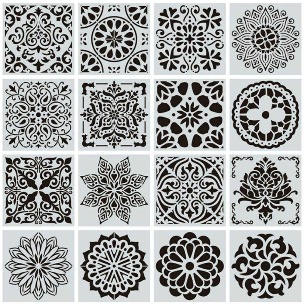 32pcs Mandala Painting Stencils Template Windows Floor Wall Tile Paint DIY Decor