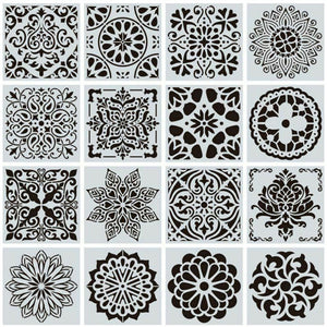 32pcs Mandala Painting Stencils Template Windows Floor Wall Tile Paint DIY Decor