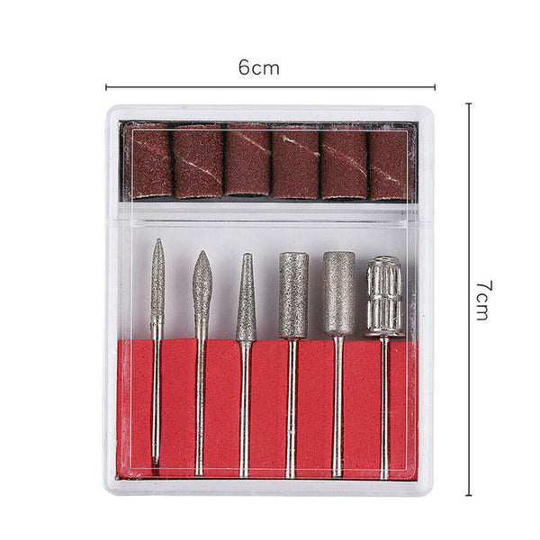 6PCS Electric Nail Drill Bits Set 3/32 Shank Size Sanding Bands Filing File 83