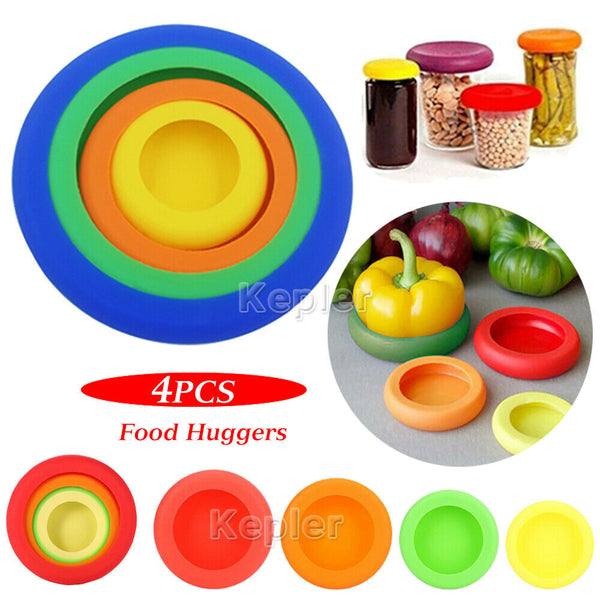 4Pcs Reusable Flexible Silicone Kitchen Craft Food Fruit Vegetable Storage Cover