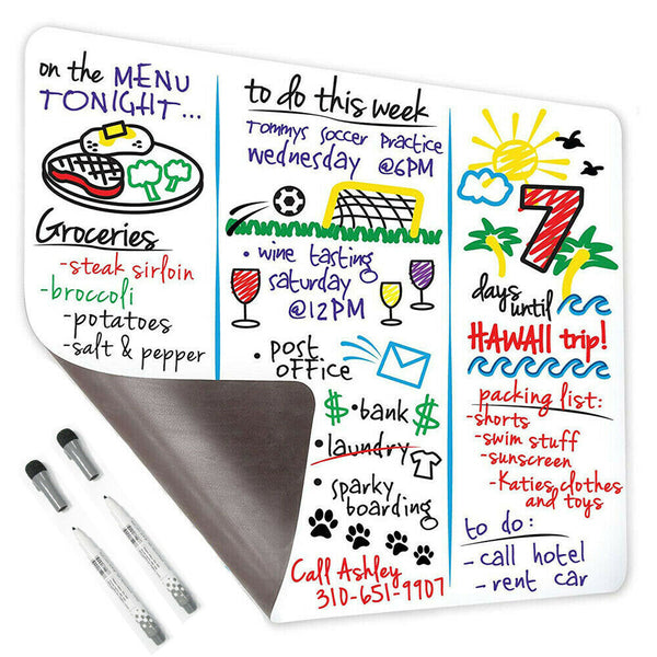 A5 Fridge Magnetic Whiteboard + Board Pen Marker Eraser Memo Reminder Magnet