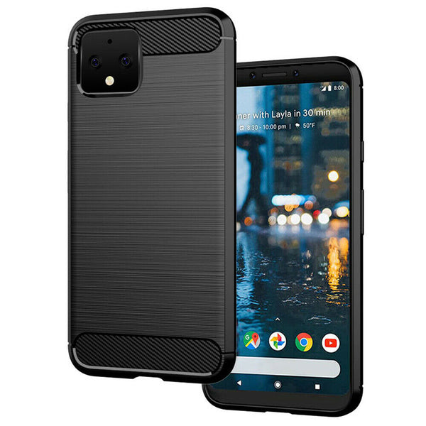 For Google Pixel 4 4XL Silicone Carbon Shockproof Case Anti Knock Bumper Cover