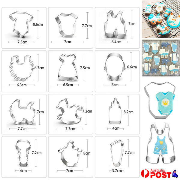 5Pcs Dough Cuts Baby Shower Cookie Cutter Set Boy Girl Premium Stainless Steel