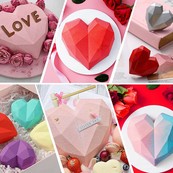 3D Love Heart Shaped Silicone Mould Bakeware Chocolate Cake Ice Baking Mold DIY