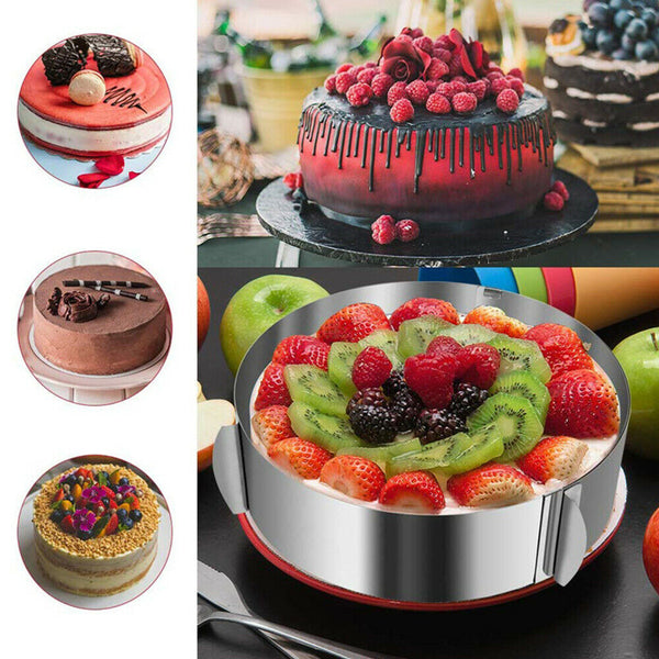 1PC Adjustable Stainless Steel Round Mould DIY Pastry Ring Tool For Mousse Cake