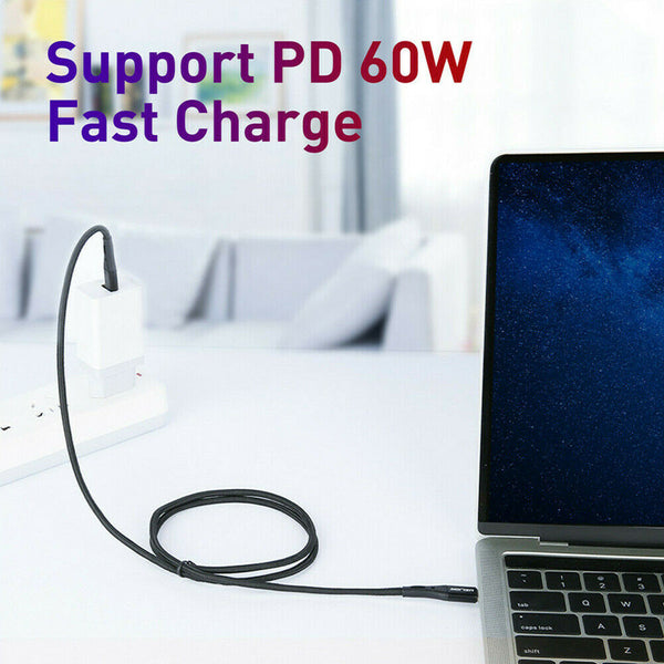 3A 60W PD USB C to USB Type-C Fast Charge Data Cable for Macbook Samsung Huawei