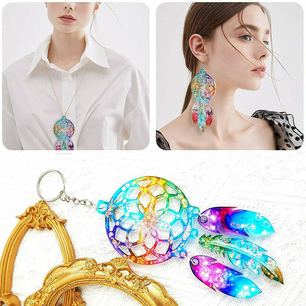 4X Silicone Dream Catcher Earring Resin Epoxy Mold Eardrop Pendant Casting Mould