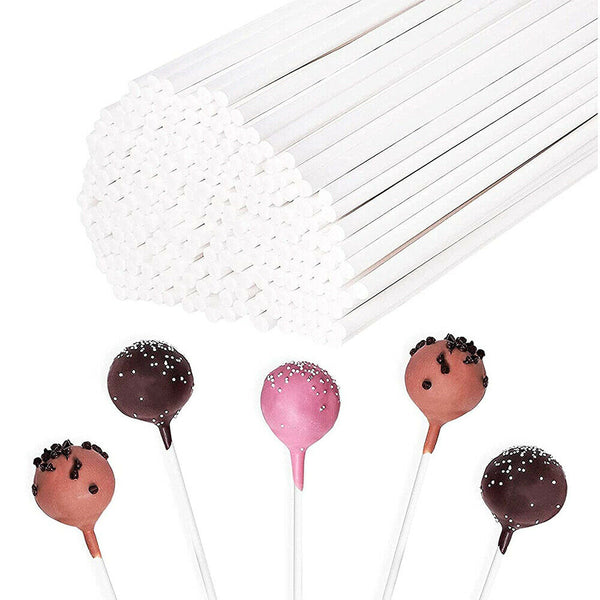 100 X Cake Pop Stick White Paper Sticks Lolly Lollipop Candy Party Supplies