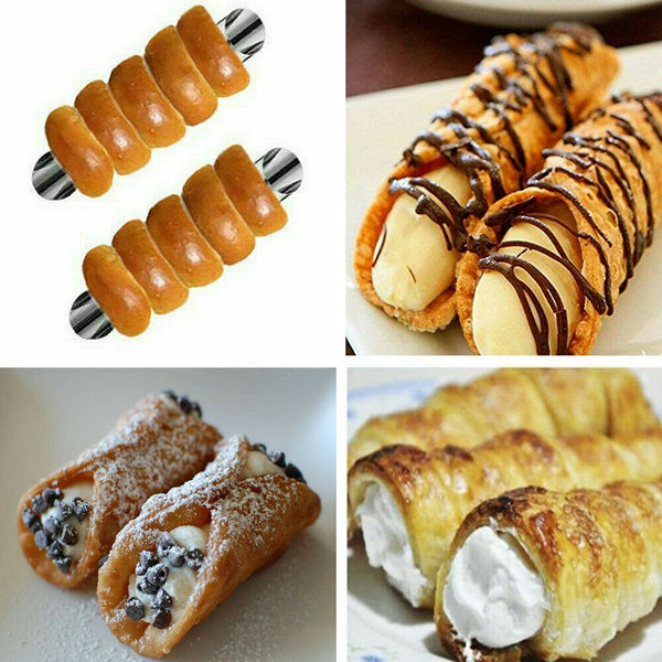 6pcs Stainless Steel Cannoli Tubes Cream Shells Roll Moulds Pasty Baking Tube