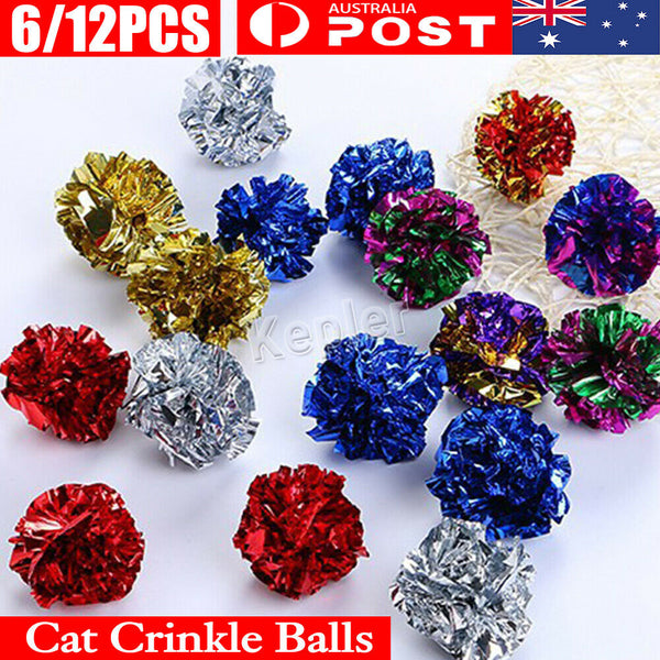 1-12 MylarCat Crinkle Balls Kitty Fun Toy Interesting Crinkly Sounds Soft Light