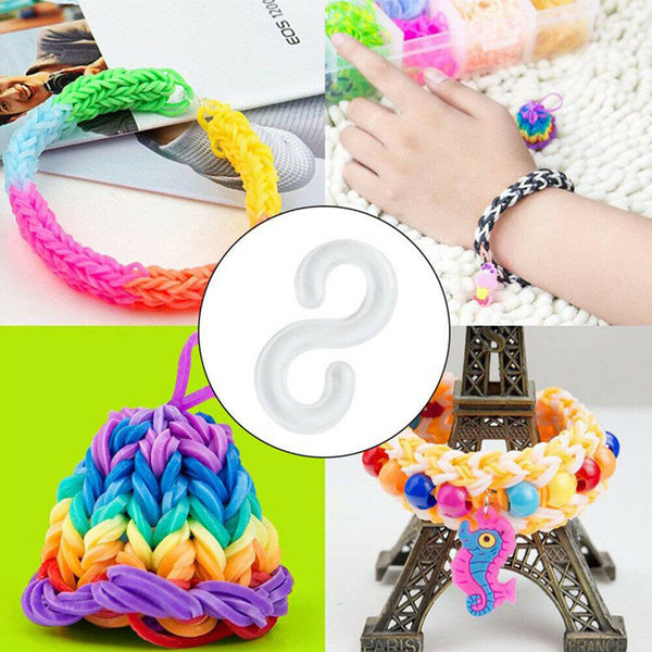 100Pcs S clips Loom Bands Plastic Refill Knit Kit DIY Ring Bracelet Gift Craft