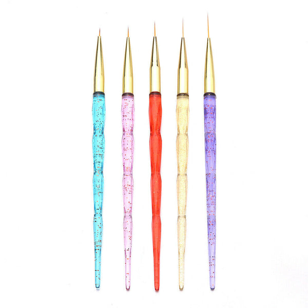 5Pcs Unicorn Nail Art Brushes Crystal Sable Detailer Thin Liner Dotting Tool