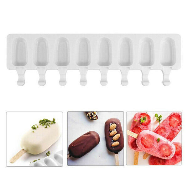 8 Cavity Popsicle Frozen Mold Silicone Cake Baking Mould DIY Ice Cream Mould