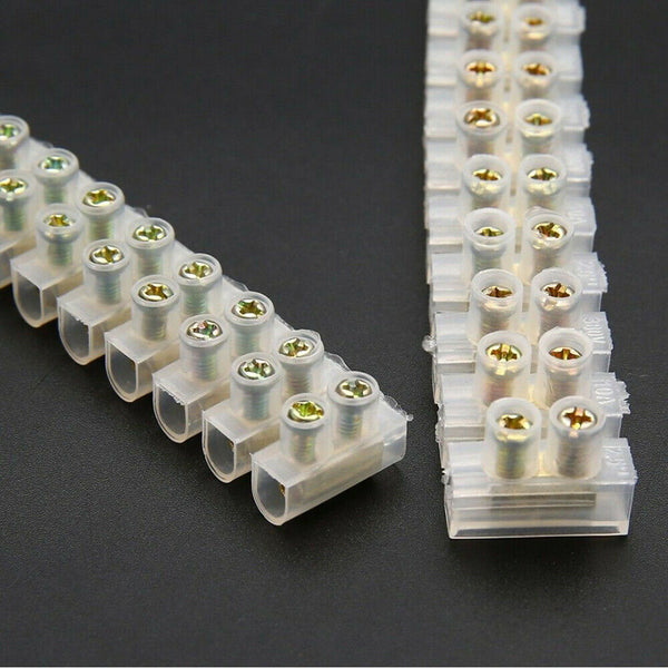 6PCS 3/6/10A Barrier Screw Terminal Block Wire Dual Connector Strips 12 Position