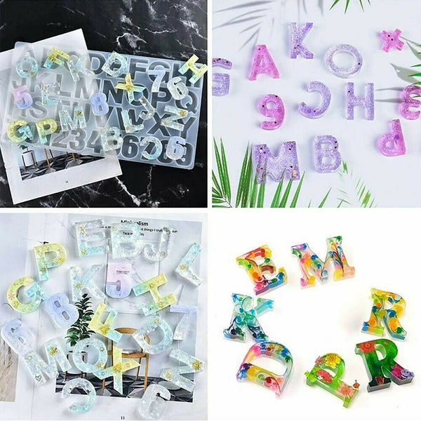 172pcs Epoxy Resin Molds Casting Letter Alphabet Number Silicone Mould Craft Kit