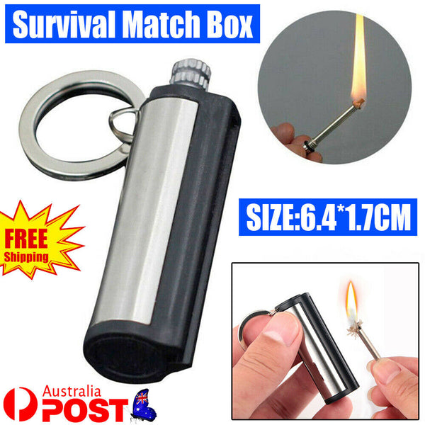 Survival Match Box Permanent Match Keychain Fire Starter Camping Hiking Tool