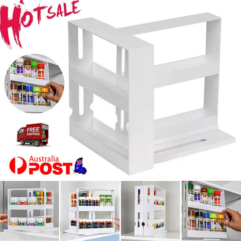 Rack Storage Slide Cabinet Organiser Pantry Kitchen Shelf Spice Jars Can Holder