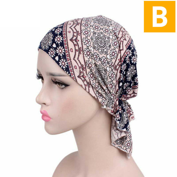 Turban Headwear Chemo Scarf Floral Wrap Muslim Hat Cancer Head Cap Stretch