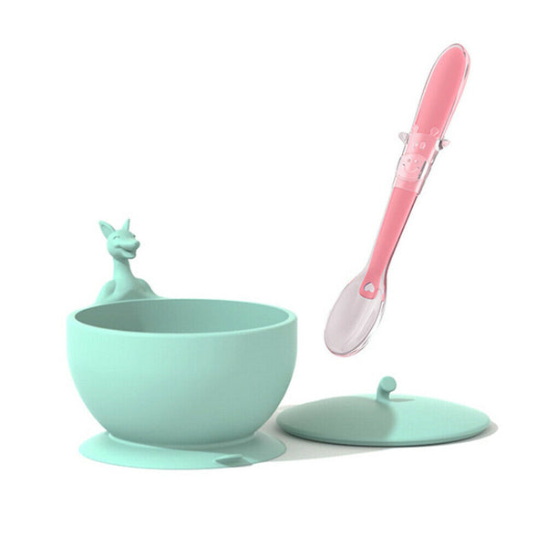 Silicone Suction Bowl With Spoons Set Non-slip For Baby Children Toddler Feeding