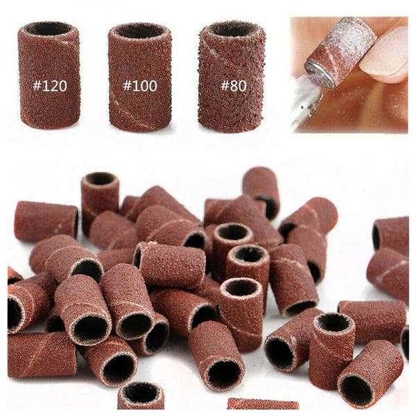 75-210PCS Sanding Bands 80# 120# 180# for Nail Drill Machines Filing Bits w/ Box