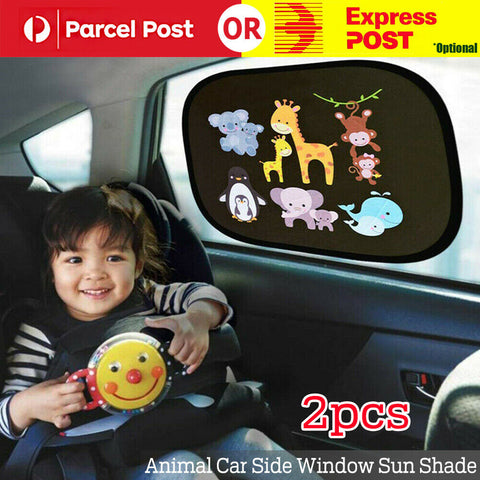 2pcs Animal Car Side Window Sun Shade Visor UV Protector Shield For Baby Kids AU