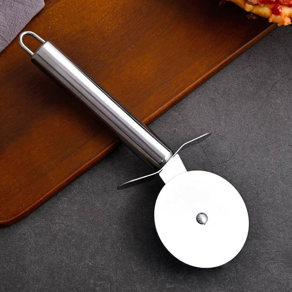 Pizza Wheel Cutter Stainless Steel Slicer Chopper Knife Blade w/ Handle Kitchen