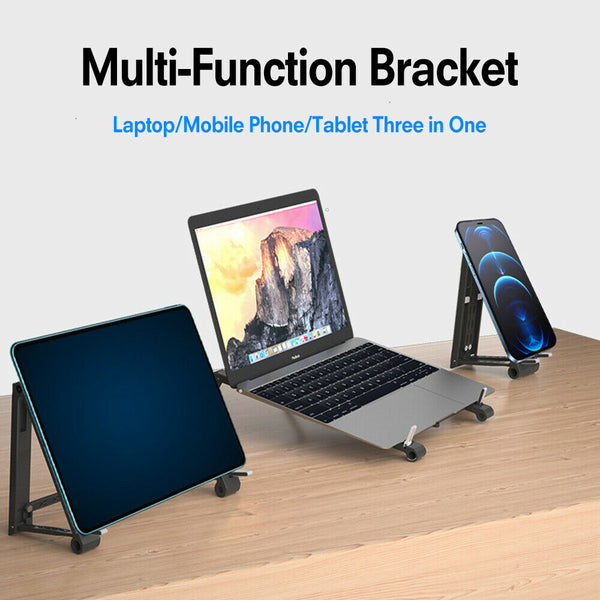 AU 3 in1 Portable Adjustable Aluminium Tablet Stand Phone Holder Laptop Stand