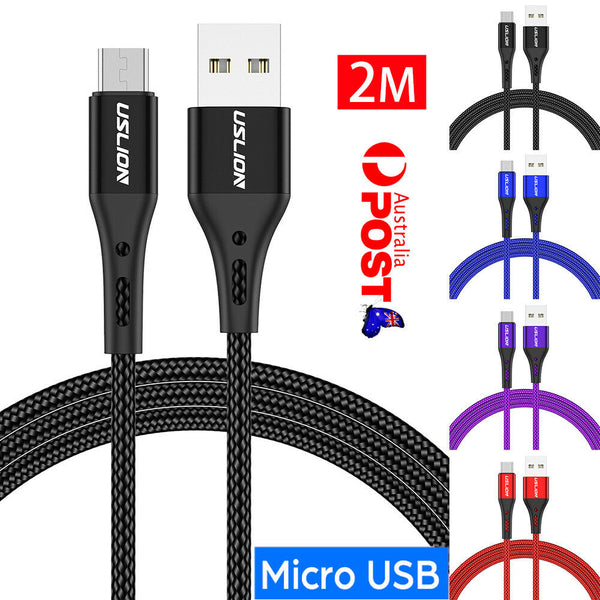 2 Metre USB to Micro USB Cable Android Charger Data Sync Cable Cord Fast Charge