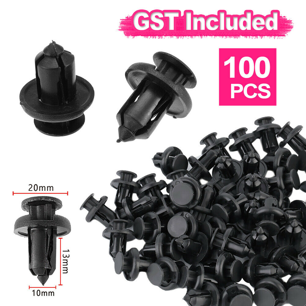 100X Car Plastic 10MM Clips Rivet Push Fit Door Boot Trim Panels Bumper Fastener