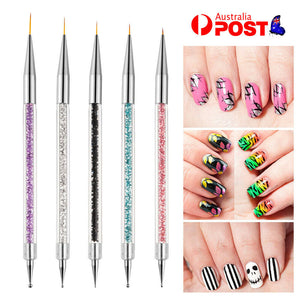 AU 5 Nail Art Liner Brushes Dual-ended Fine Line 3D Drawing Dotting Brush Set