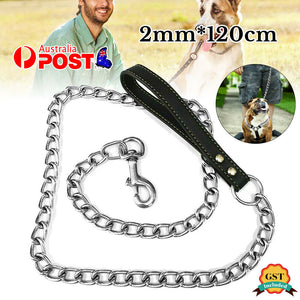 Metal Chain Dog Lead With Handle Long Strong Control Leash Heavy Duty 0.2*120cm