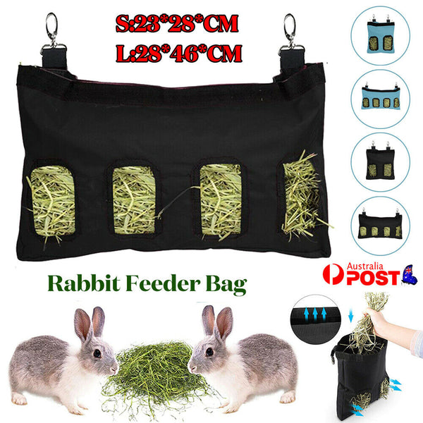 Rabbit Hay Bag Feeder Small Pet Rat Food Hanging Storage Feeding Pouch Slow Eat