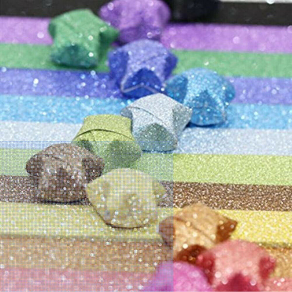 200X DIY Origami Lucky Wish Star Paper Strips Glows Glitter Craft Gift Manual