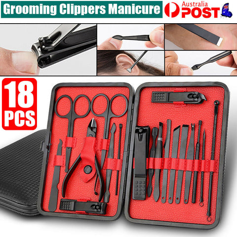 18PCS/Set Tools Pedicure Kit Stainless Steel Nail Grooming Clippers Manicure AU