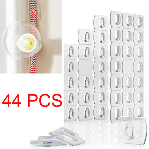 88x / 44x Clear Removable Adhesive Decorating Wall Clips Mini Hooks Damage-Free