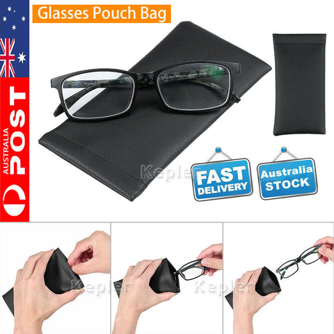 5PCSFaux Leather Sunglass Eyeglass Reading Glasses Case Soft Pouch Snap Shut Bag