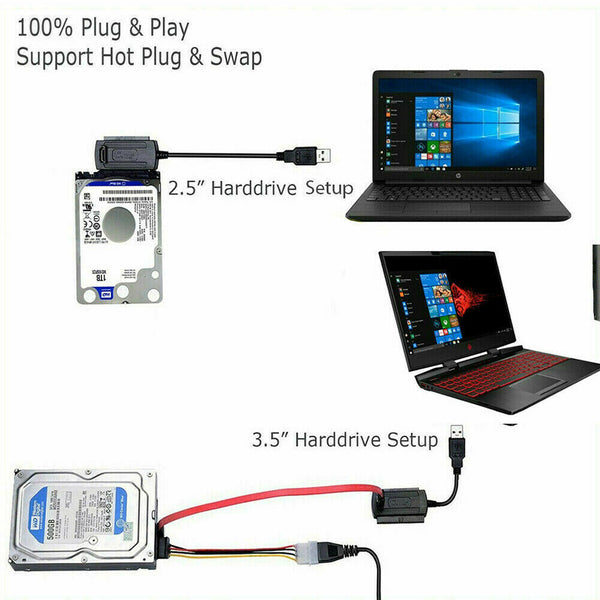 SATA/PATA/IDE to USB 2.0 Adapter Converter Cable for 2.5 3.5'' Hard Drive Disk